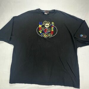 VINTAGE 5XL Universal Studios‎ Cartoon Character Embroidered Black T Shirt Mens